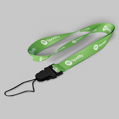 1" Forest Green custom lanyard printed with company logo with Cellphone Hook attachment 1"