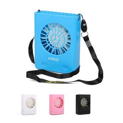 Compact Portable Necklace Folding Fan with Night Light Feature