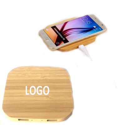 Bamboo 5W Wireless Charger with Dual USB Ports