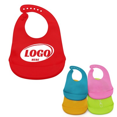 Silicone Feeding Bib For Baby Kid's Drool Pocket