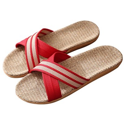 Cross Band Linen Slipper