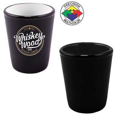 1 1/2 Oz. Hilo Two Toned Satin Black/Black Shot Glass