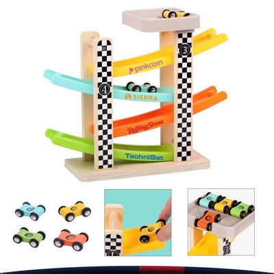 Coolrase Toddler Wooden Car Ramp Track Toys