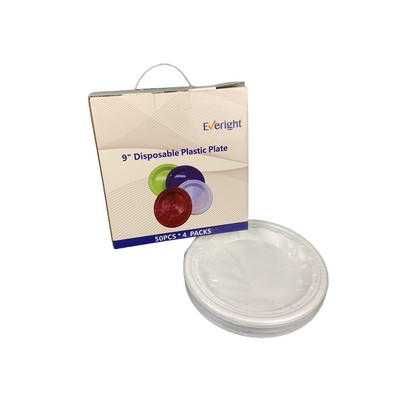 9¡± Disposable Plastic Plate kit with 50pcs red and 50pcs white packed into a color box