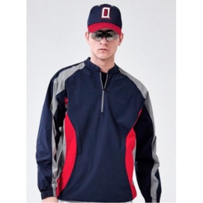 Premium Long Sleeve Quarter Zip Woven Satin Baseball Windbreaker - Men, Kids