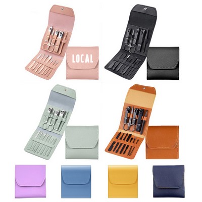 12 Pieces Leather Manicure Kit