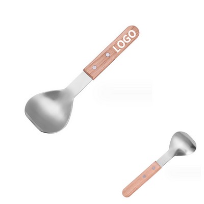 Stainless Steel Ice Cream Spoon With Wood Handle