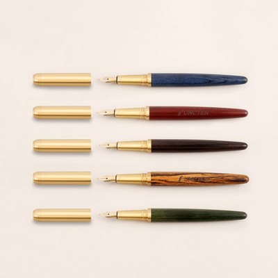 Luxury Wooden Fountain Pen with Brass Pen Cap