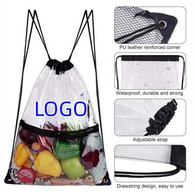 Transparent Drawstring Bag With Mesh