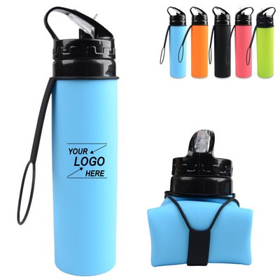 Collapsible 20oz Silicone Sports Water Bottle