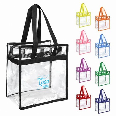 Clear PVC Tote Bag with Colorful Handles