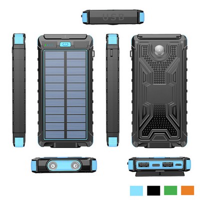 Navigate and Illuminate Portable 10000mAh Solar Powerbank with Flashlight & Compass