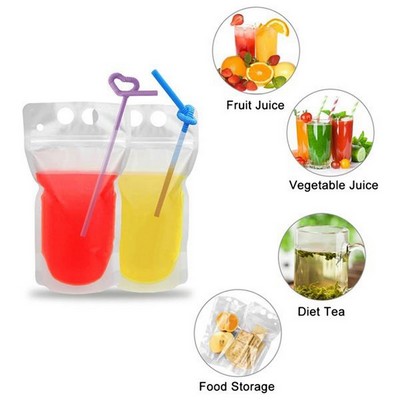 Convenient 8oz Drink Pouch with Straw Hole - Portable Refreshment on the Go!