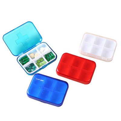 Square Medicine Storage Box w/6 Compartments