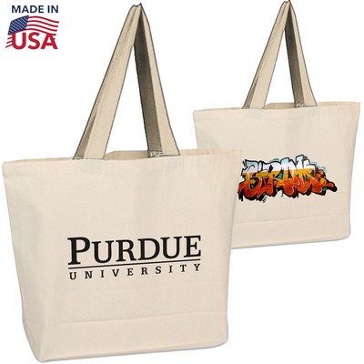 100% USA Made Extra Large 12 Oz. Cotton Canvas Tote Bags (19"x 14"x4")