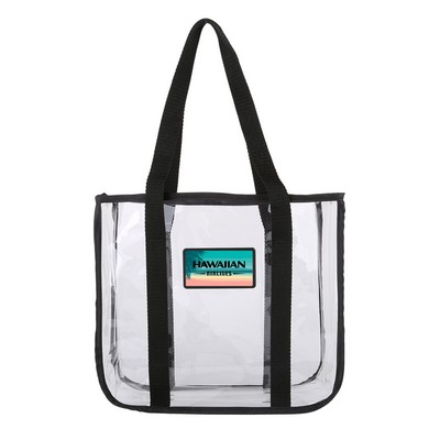 Clear Stadium Approved Tote Bag w/ Shoulder Strap - Full Color Imprint