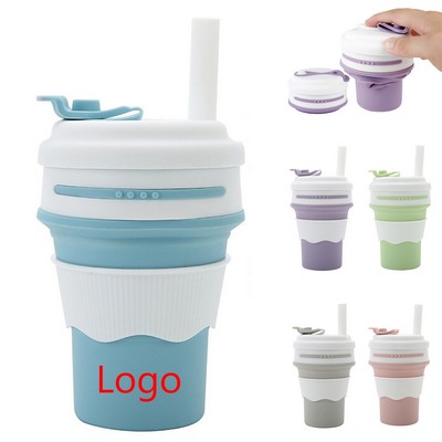 12 Oz Collapsible Travel Cup With Straw