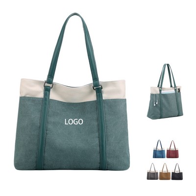 Women Canvas Laptop Shopping Tote Bag