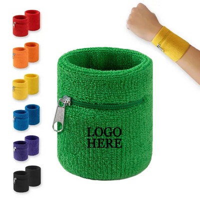 Cotton Wristband With Zipper Pocket