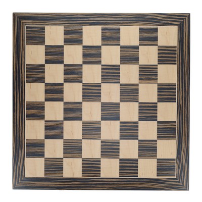 Deluxe Chess Board, Zebra & Natural Wood 19 in