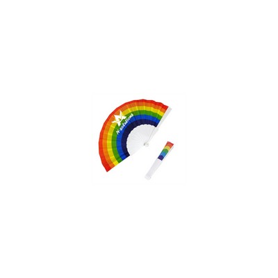 Rainbow Hand Folding Fan