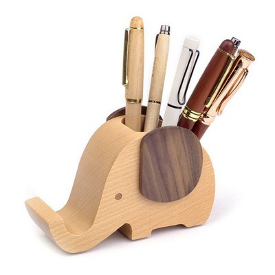 2-in-1 Wooden Pen Holder Mobile Phone Stand Custom Logo