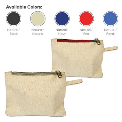 Heavy Canvas Card Pouch With Color Zipper