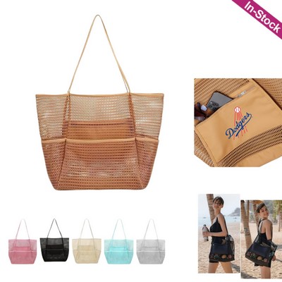 Foldable Beach Mesh Tote Bag