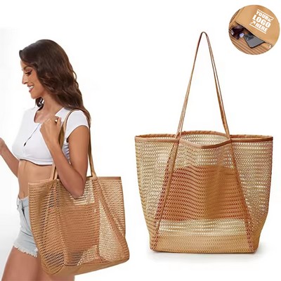 Mesh Beach Tote Shoulder Handbag