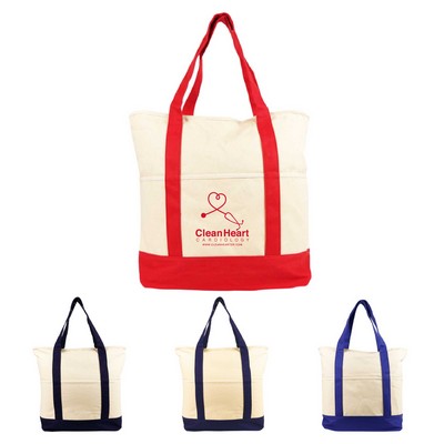 12 oz. Cotton Canvas Reusable Shopping Tote Bag w/ Handle