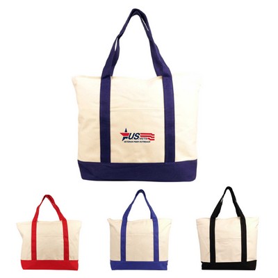 12oz.Cotton Canvas Reusable Zippered Tote Bag w/ Handle& Pocket