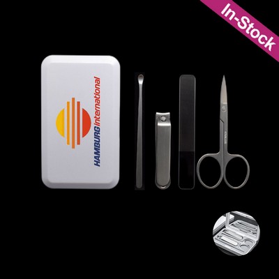 4 in 1 Premium Stainless Steel Manicure Set in White Box With mirror ( Material Thickness 0.06 inch)