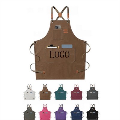 Cotton Canvas Adjustable Work Apron with Large Pockets