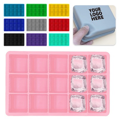 15-Slot Square Silicone Ice Cube Tray