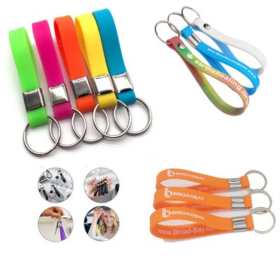 Custom Printed Silicone Wristband Keychain