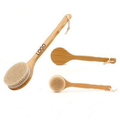 Wooden Long Handled Back Brush with Natural Bristles