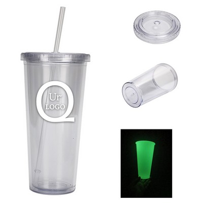 24Oz Double Layer Plastic Fluorescent Cup