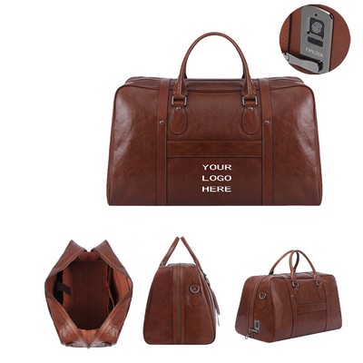 Smart Fingerprint Lock Travel Leather Bag