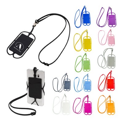 Silicone Phone Holder Card Wallet With Lanyard