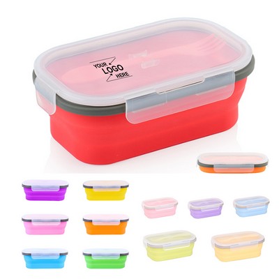 Collapsible Silicone Lunch Box with Utensils