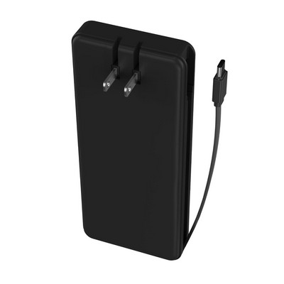 myCharge Amp Prong Max Portable Charger W/ Built-In Usb-C Cable & Wall Plug