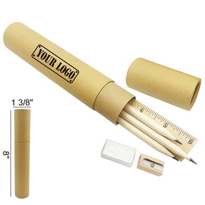 Kraft Paper Tube Pencil Stationery Set