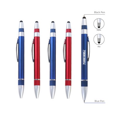 Black Blue Double Sided Silver Pen