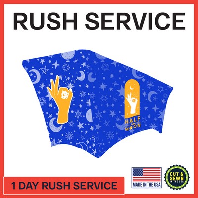 Premium | (One Day RUSH SERVICE) 4ft x 30"T x 29"H Hemmed Stretch Table Throw - Made in the USA