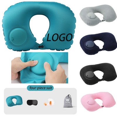 U-Shaped Portable Inflatable Travel Neck Pillow