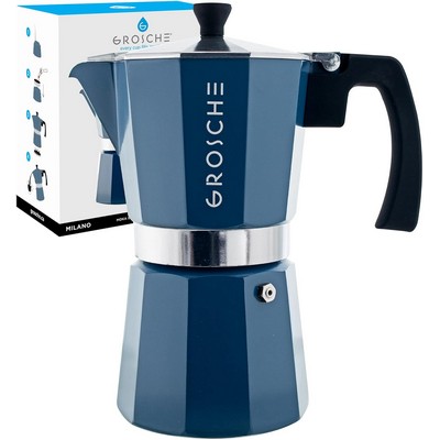 GROSCHE Milano Stovetop Espresso Maker Moka Pot (9 Cup Blue)