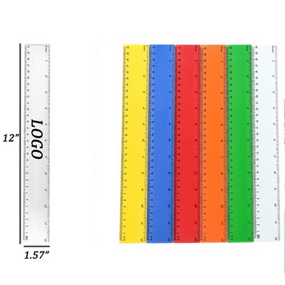 12 Inch Multi-Color Plastic Ruler for School or Office