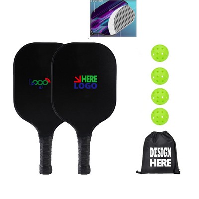 Carbon Fiber Pickleball Paddle & Ball Set W/ Drawstring Bag