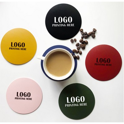 Soft Round Waterproof PU Leather Coaster