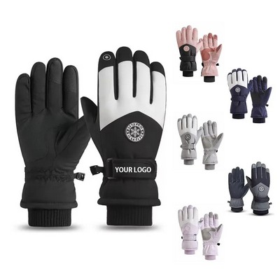 Touch Screen Cold Weather Warm Leather Snowboard Ski Gloves